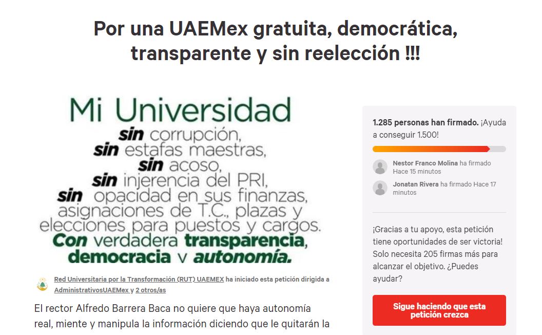 2019-04-07 20_22_30-Petición · AdministrativosUAEMex_ Por una UAEMex gratuita, democrática, transpar