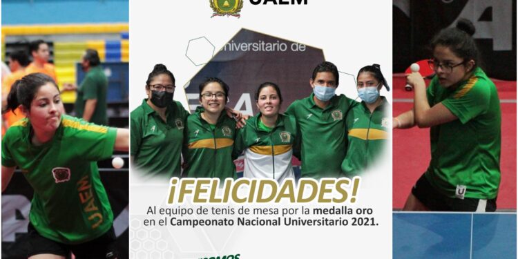 Oro para la selección de tenis de mesa femenil de la UAEM
