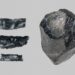 Group of 3 worked obsidian fragments and a raw obsidian lump
