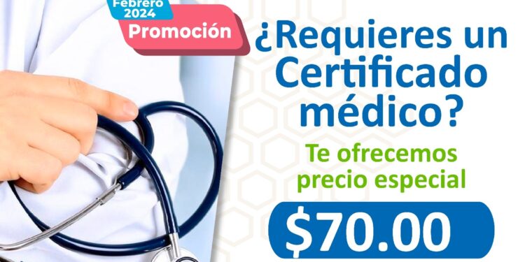 Durante el mes de febrero, la Clínica Multidisciplinaria de la Salud de la UAEMéx, ofrece certificados médicos con un costo de 70 pesos.