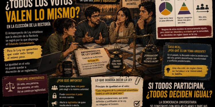 La reforma a la Ley de la UAEMéx abre debate sobre voto ponderado, elección de Rectoría y participación real de la comunidad universitaria.