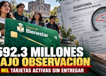 592.3 millones de pesos en becas bajo observación, más de 67 mil registros con problemas de validación y 94 mil tarjetas activas sin entregar.
